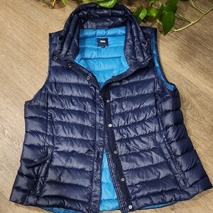 GAP Dark Blue Quilted Vest with Light Blue Lining